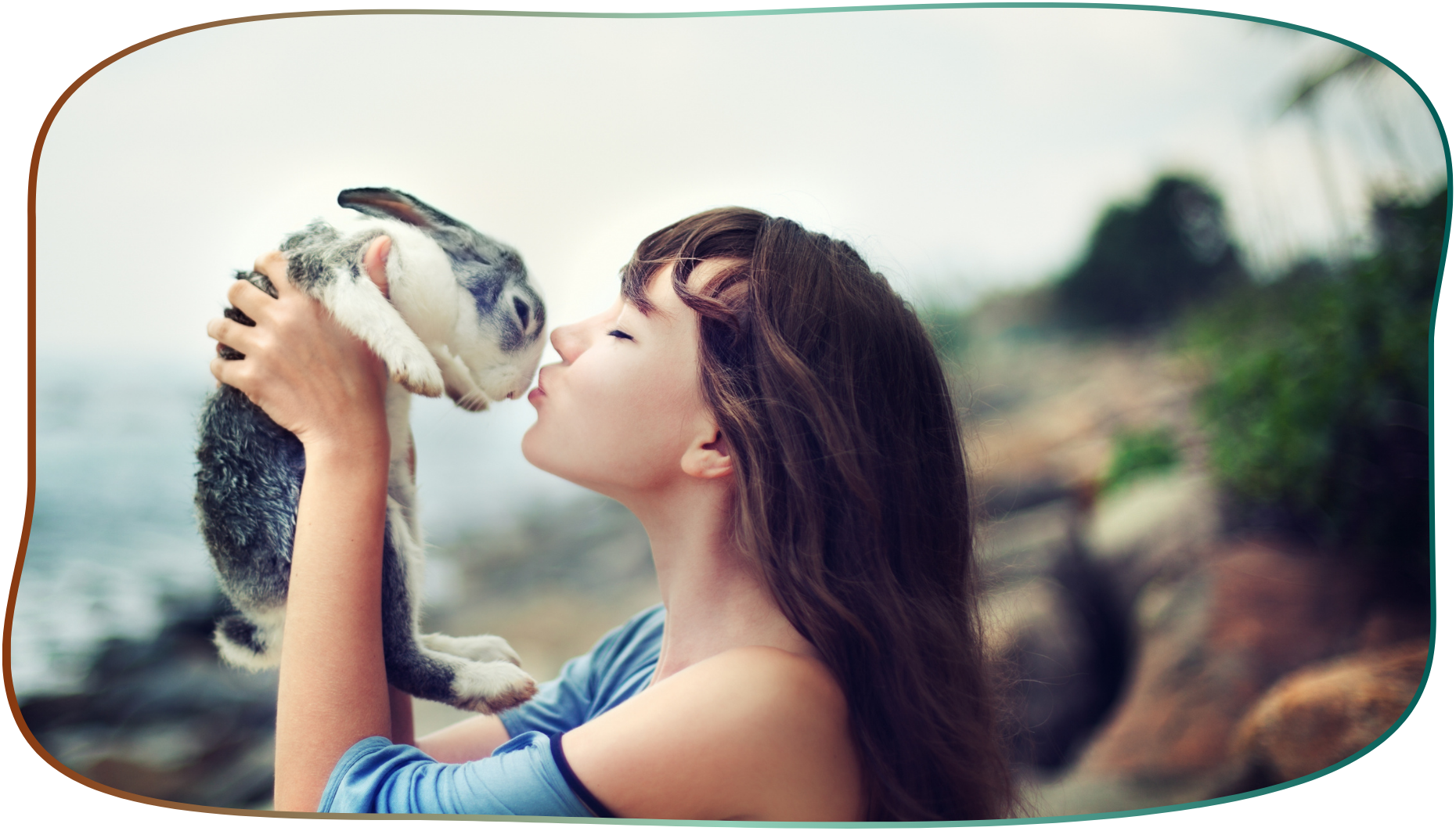 lapin bisou jeune fille grand