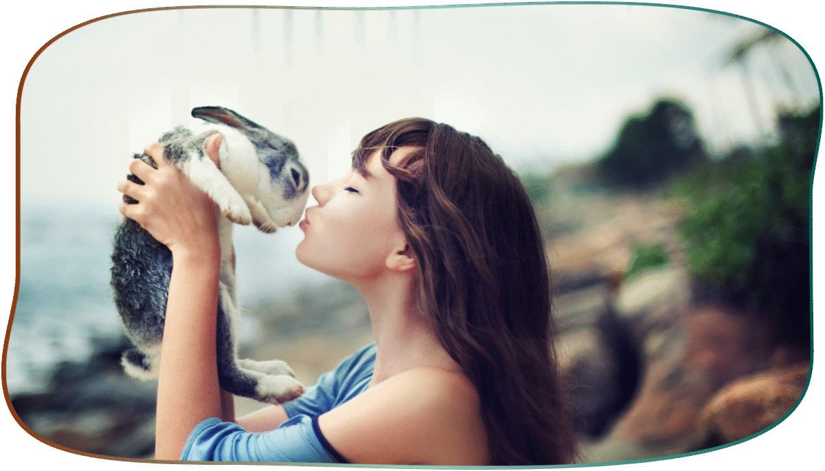 lapin bisou jeune fille grand